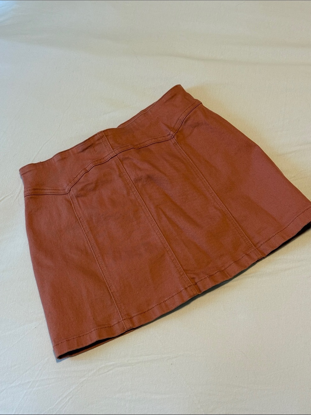 Rust Button-Front Mini Skirt - Picture 4 of 4